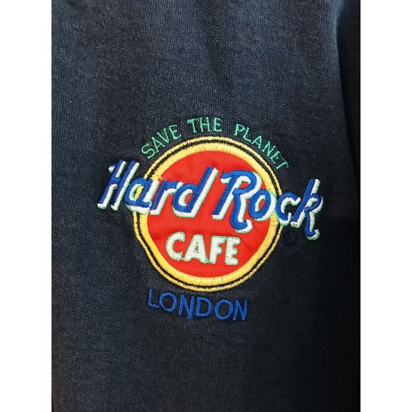 Hard Rock Cafe London Sweater Mens Large Blue Flaw - Picture 2 of 6